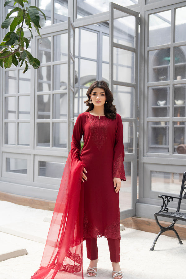 Deep Maroon Embroidered Suit